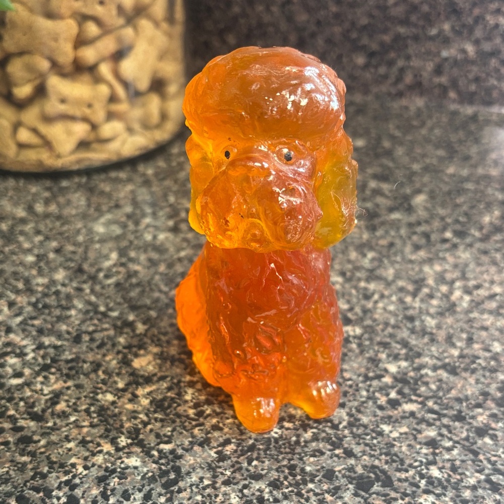 Vintage Orange Resin Poodle Dog Figurine